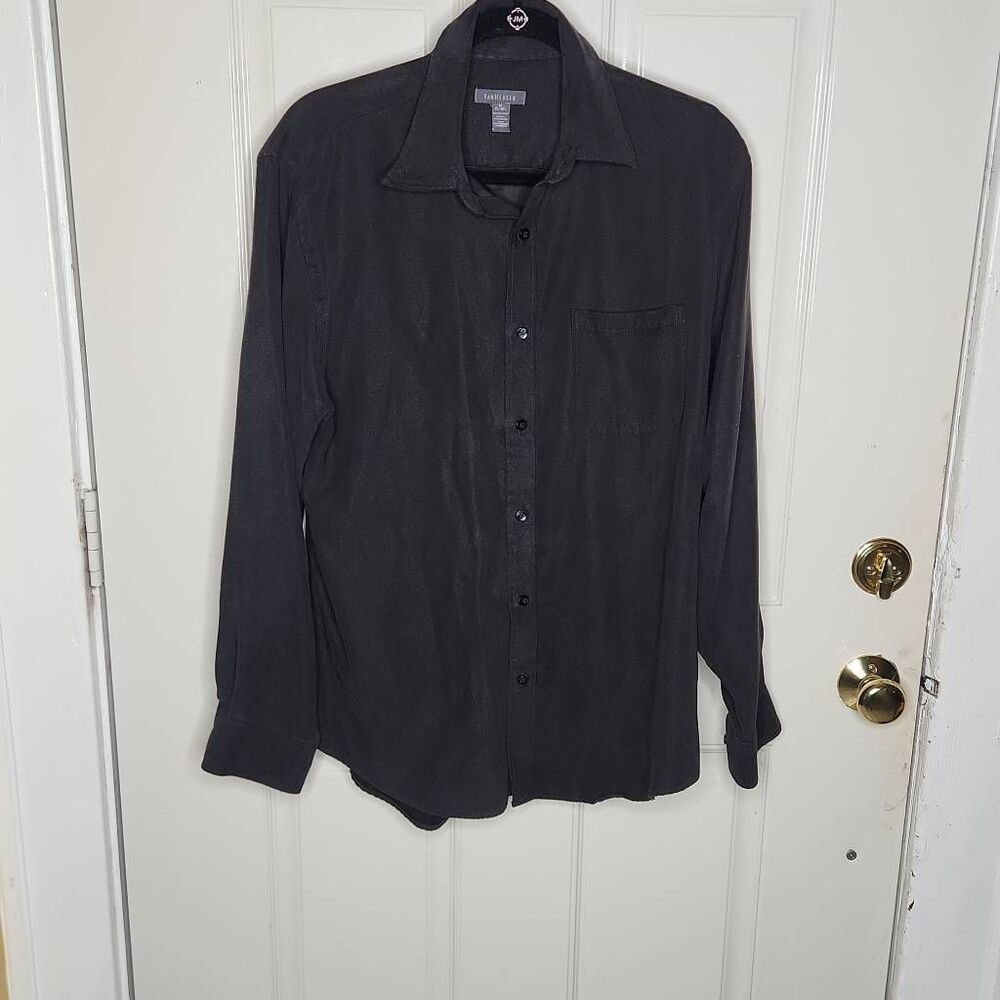 Van Heusen black velvet dress shirt men's size 15-151/2